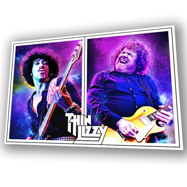 Thin Lizzy wall art featuring Phil Lynott & Gary Moore – Graphic Art Poster
