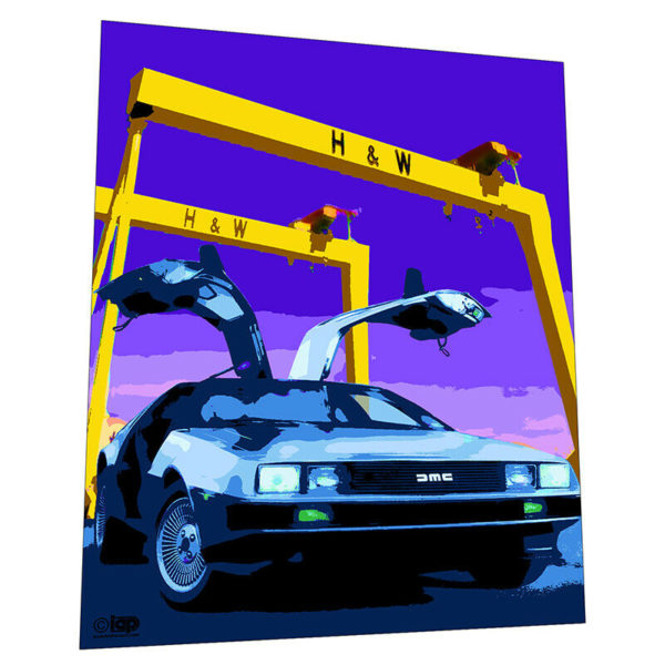 Delorean DMC-12 Wall Art – Graphic Art Poster With Harland & Wolfe, Belfast